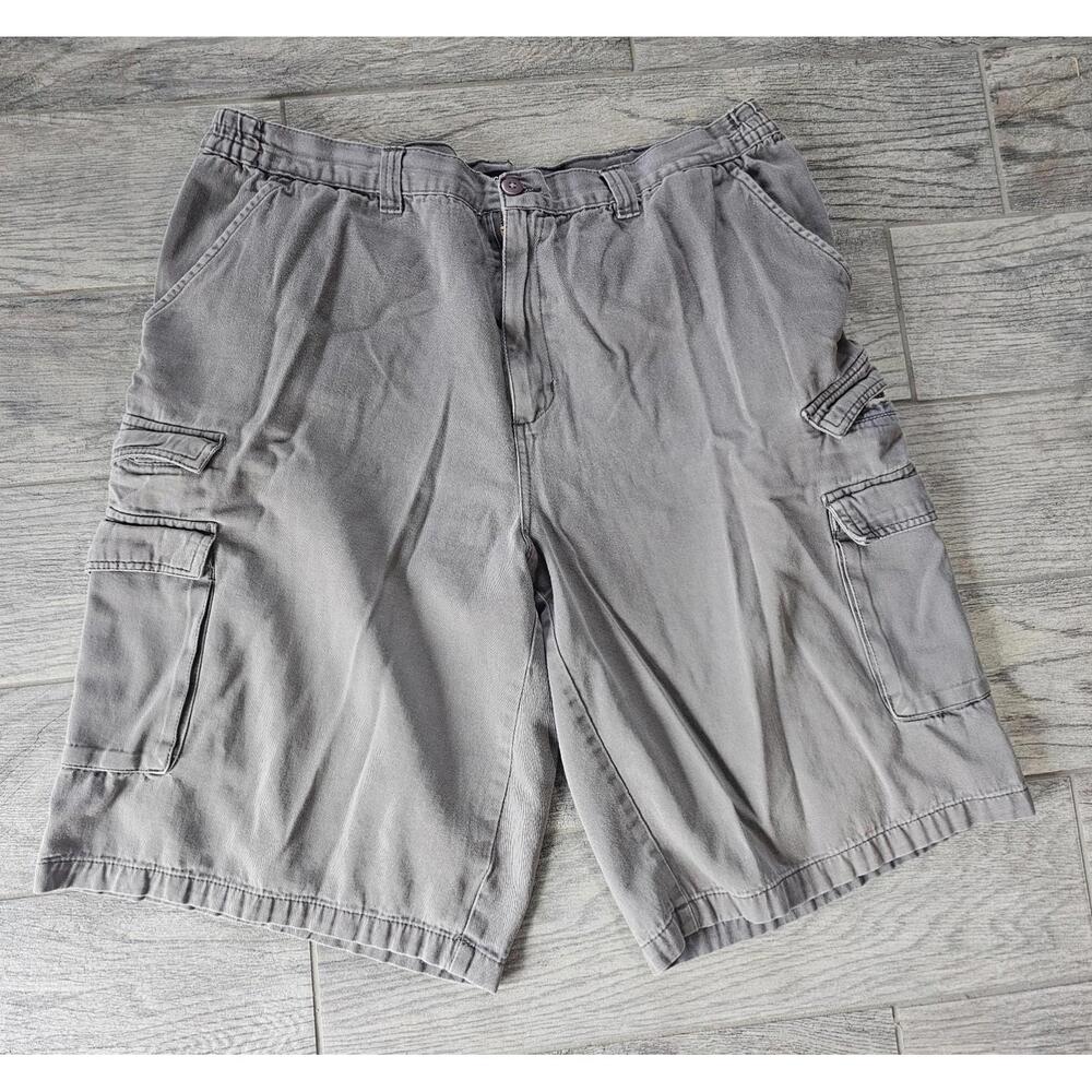 Mens King Size Cargo Shorts Hiking Size 44 Tall Gray 100% Cotton Pockets Zip Fly